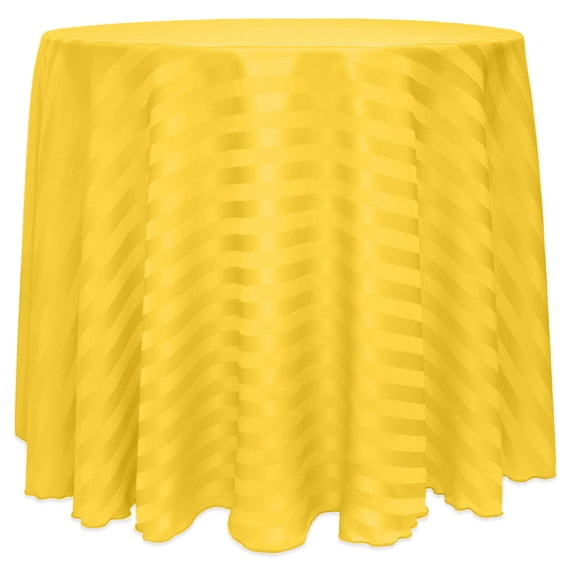 Ultimate Textile (5 Pack) Satin-Stripe 120-Inch Round Tablecloth - for Wedding and Catering, Hotel or Home Dining use, Goldenrod Yellow