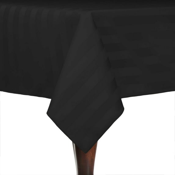 Ultimate Textile (5 Pack) Satin-Stripe 54 x 120-Inch Rectangular Tablecloth - for Wedding and Catering, Hotel or Home Dining use, Black