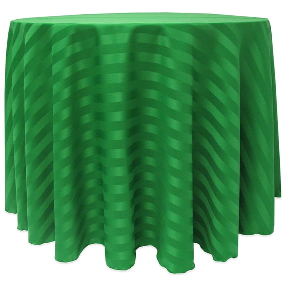 Ultimate Textile (5 Pack) Satin-Stripe 60-Inch Round Tablecloth - for Wedding and Catering, Hotel or Home Dining use, Emerald Green