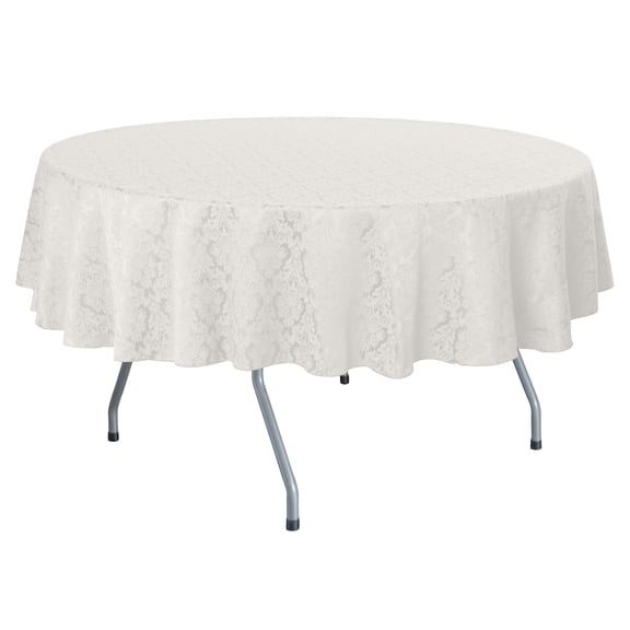 Ultimate Textile (5 Pack) Saxony 108-Inch Round Damask Tablecloth - Jacquard Weave Emblem Crest Design, White