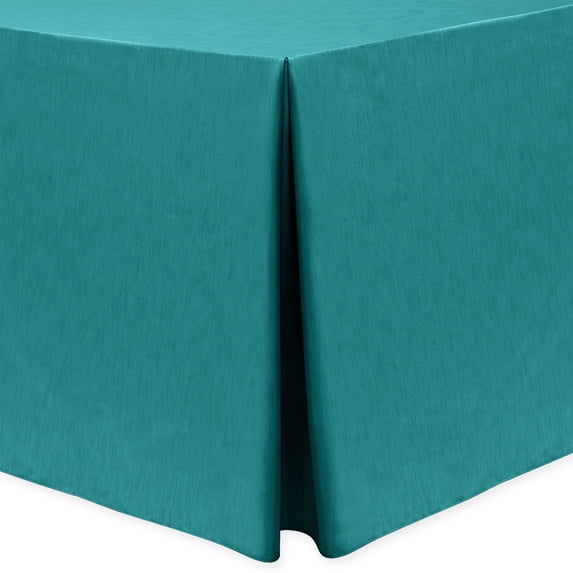 Ultimate Textile (5 Pack) Shantung - Majestic 8 ft. Fitted Tablecloth - for 30 x 96-Inch Banquet and Folding Rectangular Tables - 36"H, Turquoise Blue