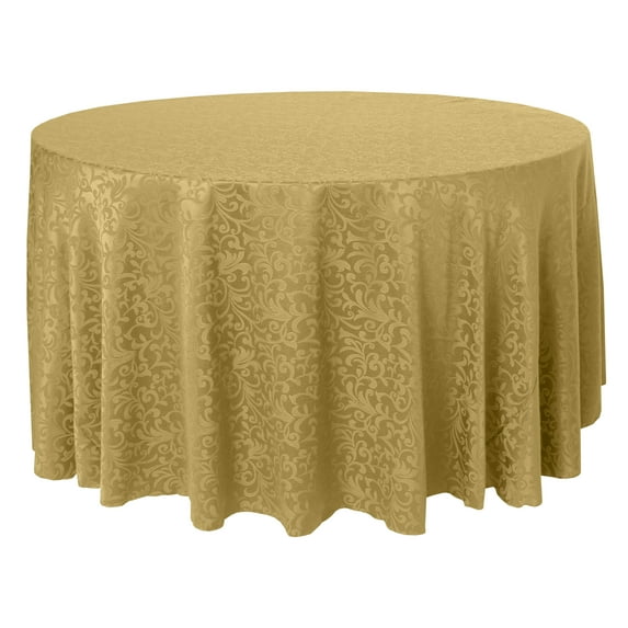 Ultimate Textile (5 Pack) Somerset 90-Inch Round Damask Tablecloth - Jacquard Weave Scroll Design, Gold