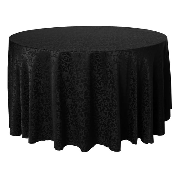 Ultimate Textile (5 Pack) Somerset 96-Inch Round Damask Tablecloth - Jacquard Weave Scroll Design, Black