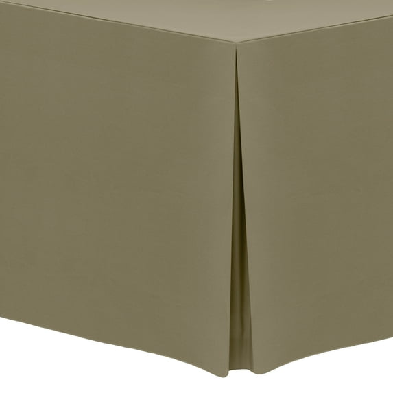 Ultimate Textile 5 ft. Fitted Polyester Tablecloth - for 24 x 60-Inch Banquet and Folding Rectangular Tables - 42"H, Cafe Khaki