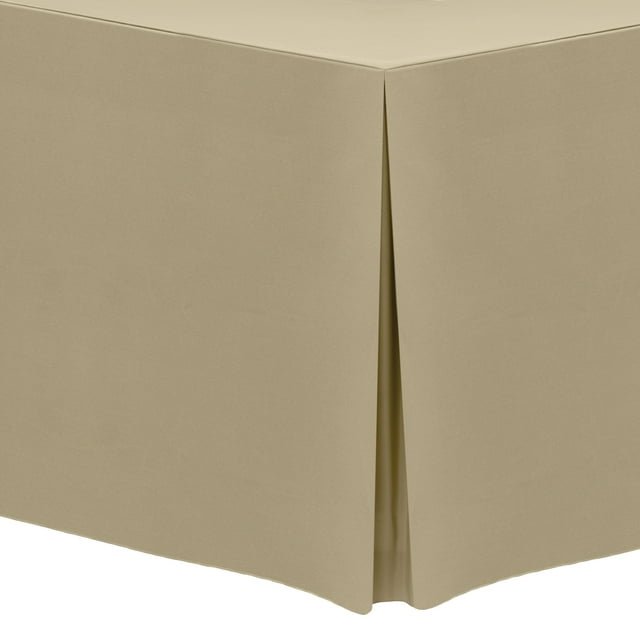 Ultimate Textile 5 ft. Fitted Polyester Tablecloth - for 30 x 60-Inch Banquet and Folding Rectangular Tables 36"H, Camel Light Brown