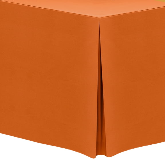 Ultimate Textile 5 ft. Fitted Polyester Tablecloth - for 30 x 60-Inch Banquet and Folding Rectangular Tables, Orange