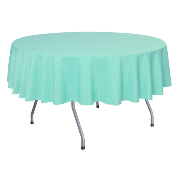 Ultimate Textile 60-Inch Round Polyester Linen Tablecloth Aqua Blue
