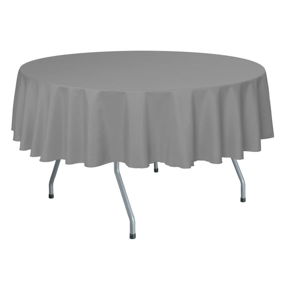 Ultimate Textile 60-Inch Round Polyester Linen Tablecloth Silver