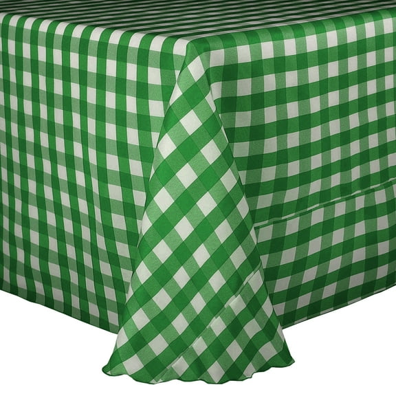 Ultimate Textile 60 x 144-Inch Oval Polyester Checkered Tablecloth Moss and White