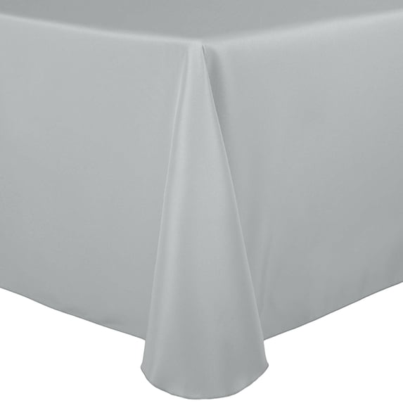 Ultimate Textile 60 x 144-Inch Oval Polyester Linen Tablecloth Silver