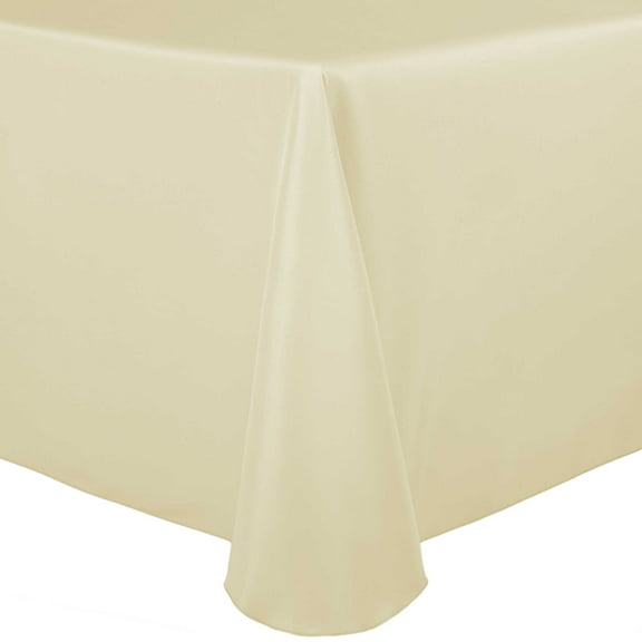Ultimate Textile 60 x 84-Inch Oval Polyester Linen Tablecloth Tan Beige