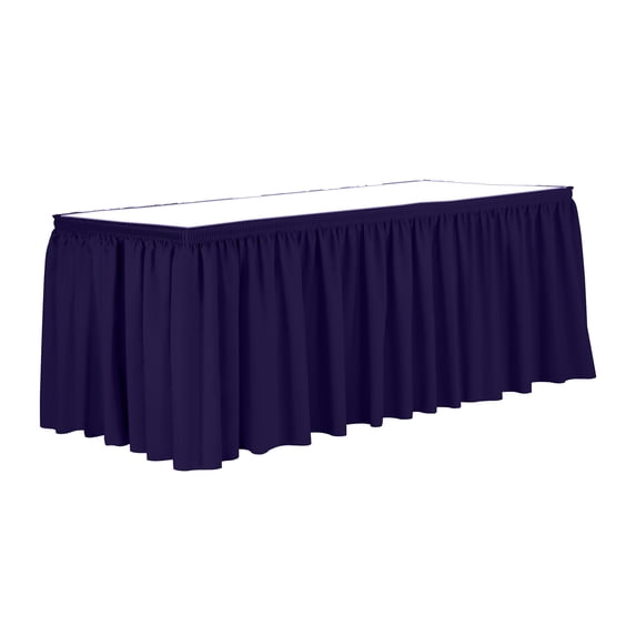 Ultimate Textile 7 ft. Shirred Pleat Polyester Table Skirt - 36" Counter Serving Height, Purple