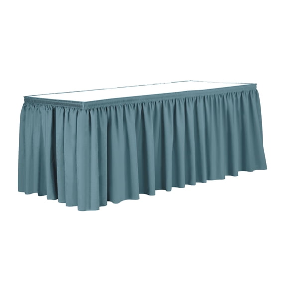 Ultimate Textile 7 ft. Shirred Pleat Polyester Table Skirt - 36" Counter Serving Height, Slate Blue