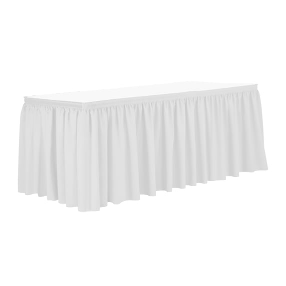 Ultimate Textile 7 ft. Shirred Pleat Polyester Table Skirt - 36" Counter Serving Height, White