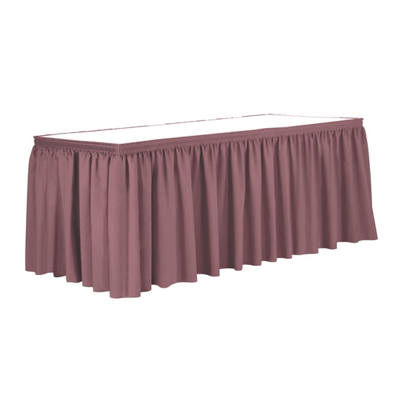 Ultimate Textile 7 ft. Shirred Pleat Polyester Table Skirt - 42" Bar Height, Mauve