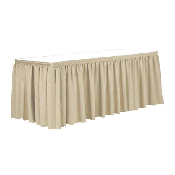 Ultimate Textile 7 ft. Shirred Pleat Polyester Table Skirt Tan Beige