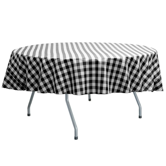 Ultimate Textile 72-Inch Round Polyester Checkered Tablecloth Black and White