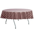 thumbnail image 1 of Ultimate Textile 72-Inch Round Polyester Checkered Tablecloth Burgundy and White, 1 of 3