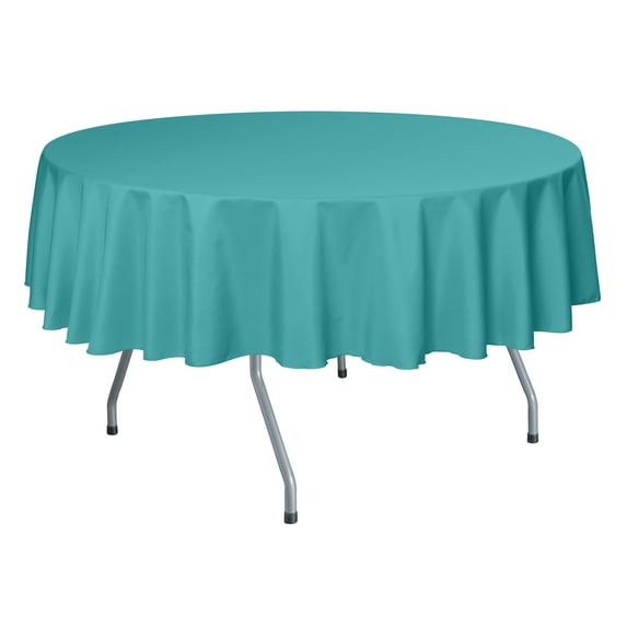 Ultimate Textile 72-Inch Round Polyester Linen Tablecloth Turquoise Blue