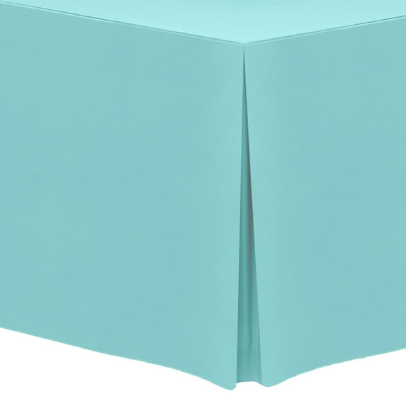 Ultimate Textile 8 ft. Fitted Polyester Tablecloth - for 30 x 96-Inch Banquet and Folding Rectangular Tables, Aqua Blue