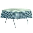 thumbnail image 1 of Ultimate Textile 84-Inch Round Polyester Checkered Tablecloth Teal and White, 1 of 3