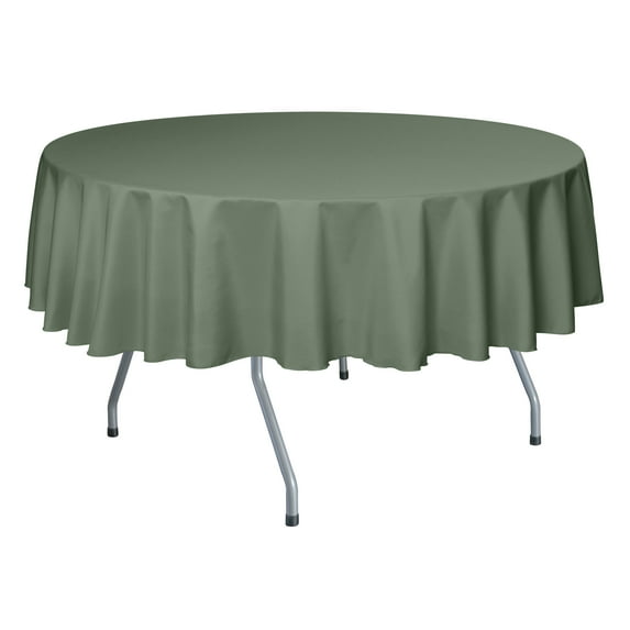 Ultimate Textile 84-Inch Round Polyester Linen Tablecloth Army Green
