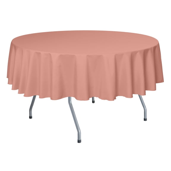 Ultimate Textile 84-Inch Round Polyester Linen Tablecloth Coral