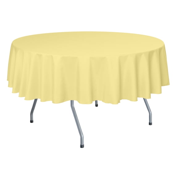 Ultimate Textile 84-Inch Round Polyester Linen Tablecloth Cornsilk Light Yellow