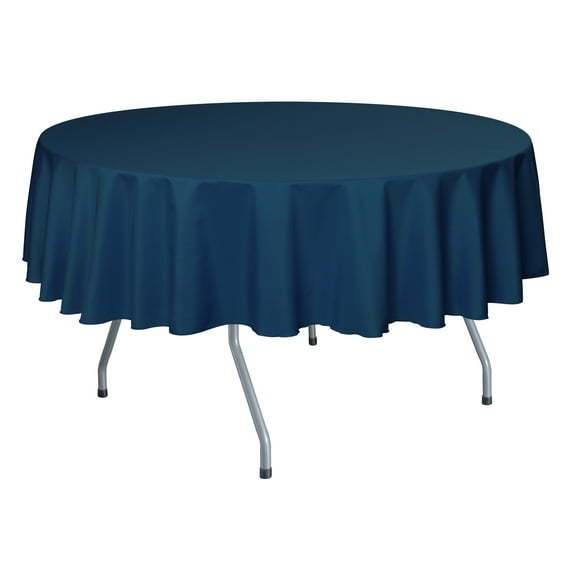 Ultimate Textile 84-Inch Round Polyester Linen Tablecloth Lagoon Blue