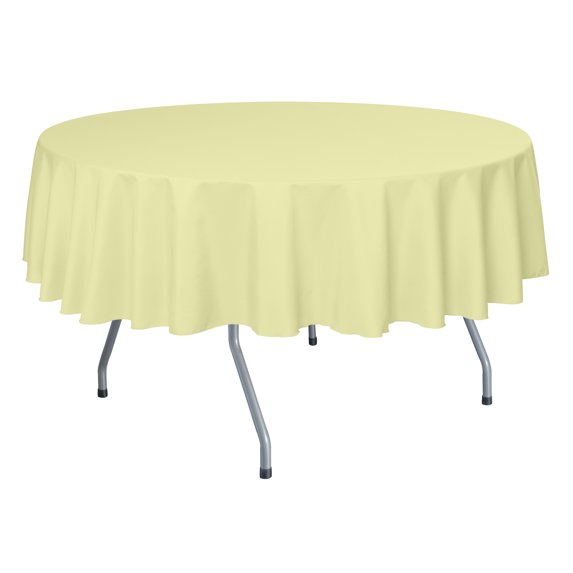 Ultimate Textile 84-Inch Round Polyester Linen Tablecloth Maize Light Yellow