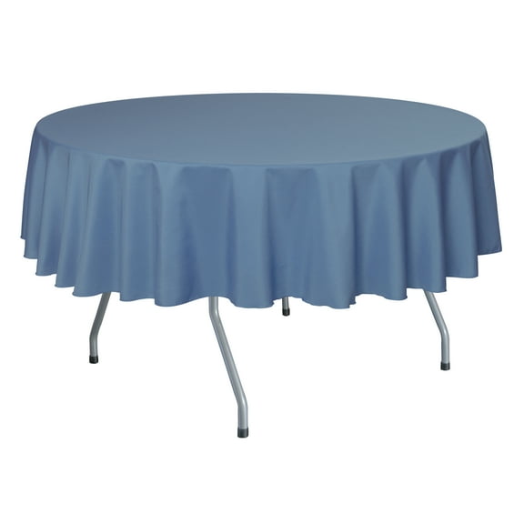 Ultimate Textile 84-Inch Round Polyester Linen Tablecloth Periwinkle Blue