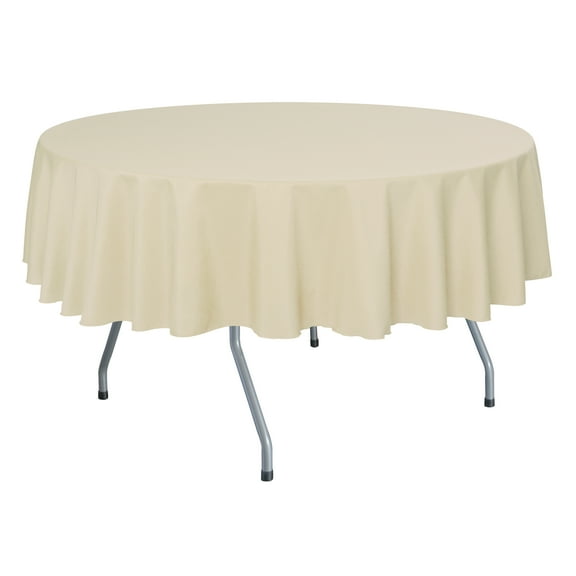 Ultimate Textile 84-Inch Round Polyester Linen Tablecloth Tan Beige