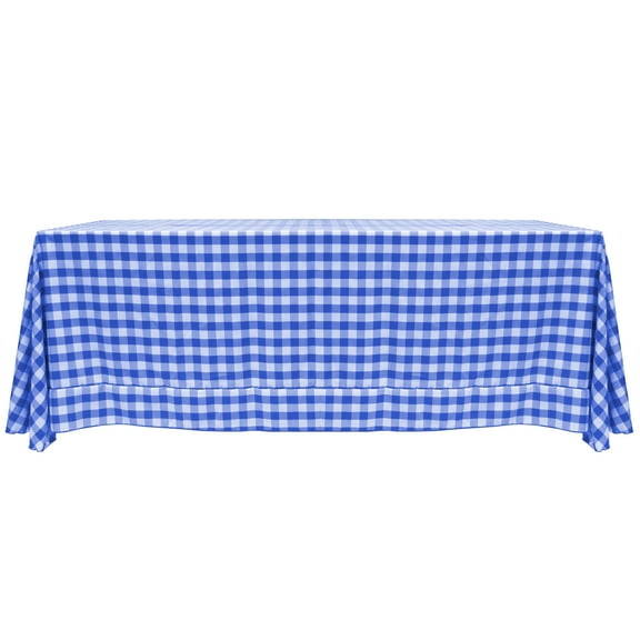 Ultimate Textile 90 x 132-Inch Rectangular Polyester Checkered Tablecloth Royal and White