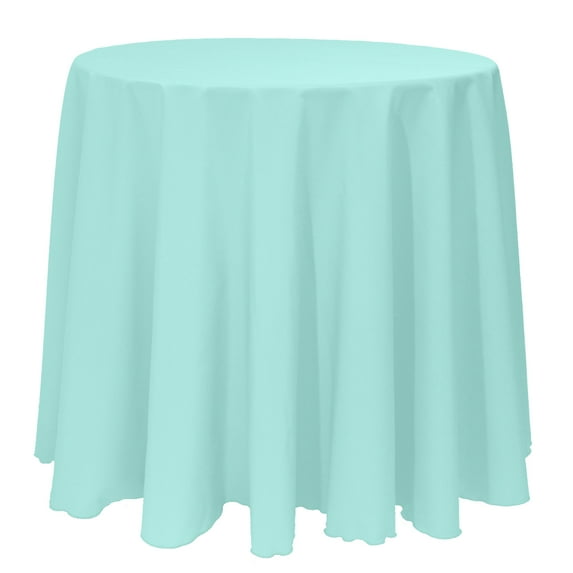Ultimate Textile 96-Inch Round Polyester Linen Tablecloth Aqua Blue