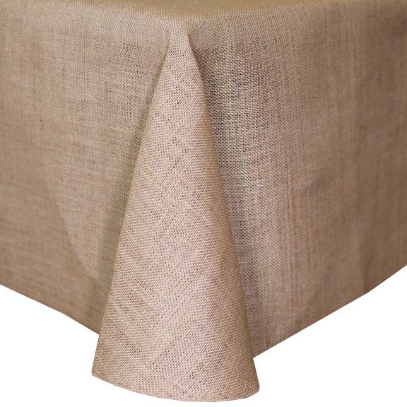 Ultimate Textile Burlap 60 x 84-Inch Oval Jute Tablecloth Natural