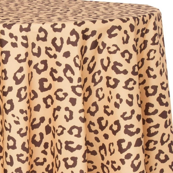 Ultimate Textile Cheetah Animal Tan 108-Inch Round Patterned Tablecloth