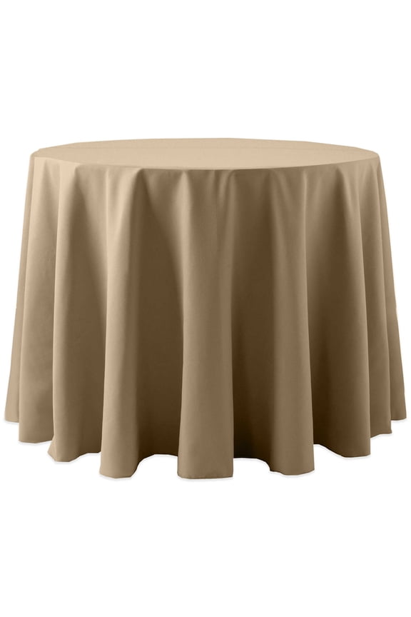 Cotton-feel 60-Inch Round Tablecloth Toast Light Brown