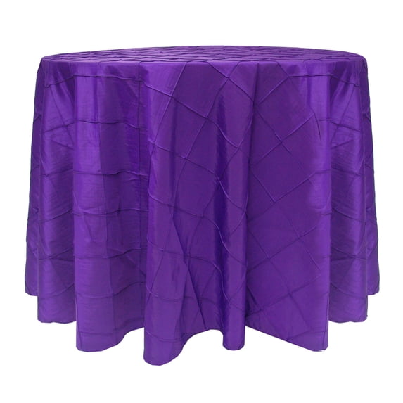 Ultimate Textile Embroidered Pintuck Taffeta 108-Inch Round Tablecloth Purple