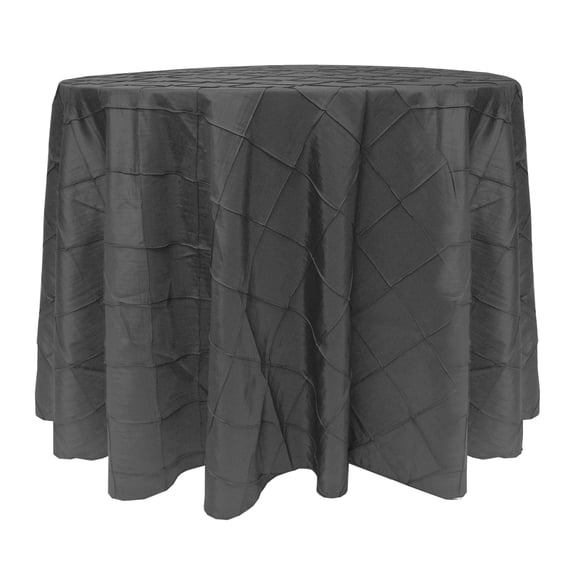 Ultimate Textile Embroidered Pintuck Taffeta 108-Inch Round Tablecloth Steel Grey