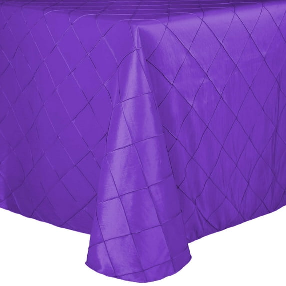 Ultimate Textile Embroidered Pintuck Taffeta 108 x 156-Inch Rectangle Tablecloth with Rounded Corners Purple