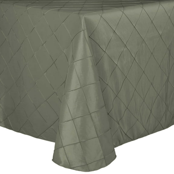 Ultimate Textile Embroidered Pintuck Taffeta 120 x 120-Inch Square Tablecloth with Rounded Corners Aspen Mist