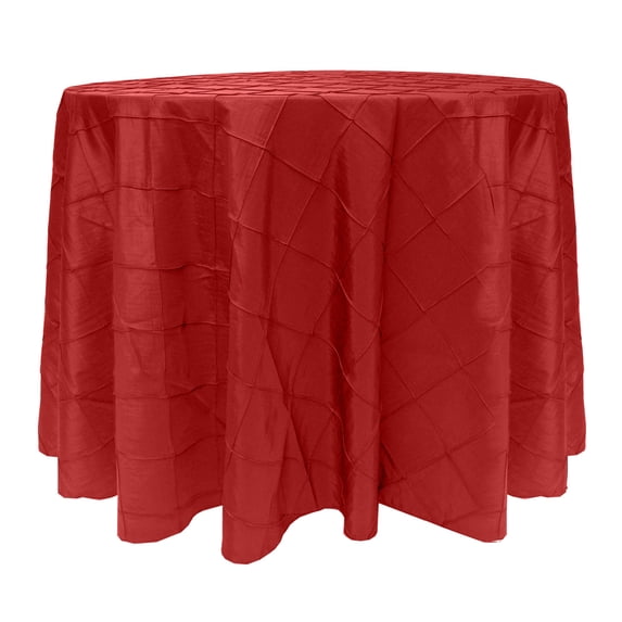 Ultimate Textile Embroidered Pintuck Taffeta 132-Inch Round Tablecloth Holiday Red