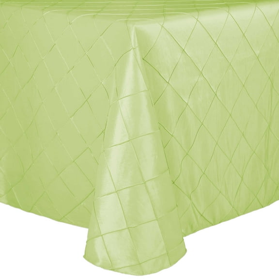 Ultimate Textile Embroidered Pintuck Taffeta 54 x 96-Inch Oval Tablecloth Honeydew Light Green