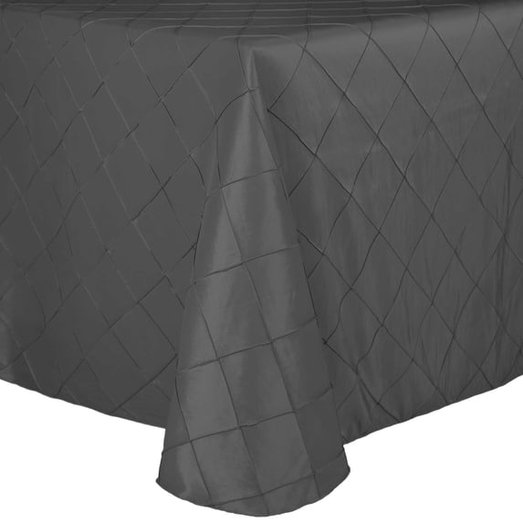 Ultimate Textile Embroidered Pintuck Taffeta 54 x 96-Inch Oval Tablecloth Steel Grey