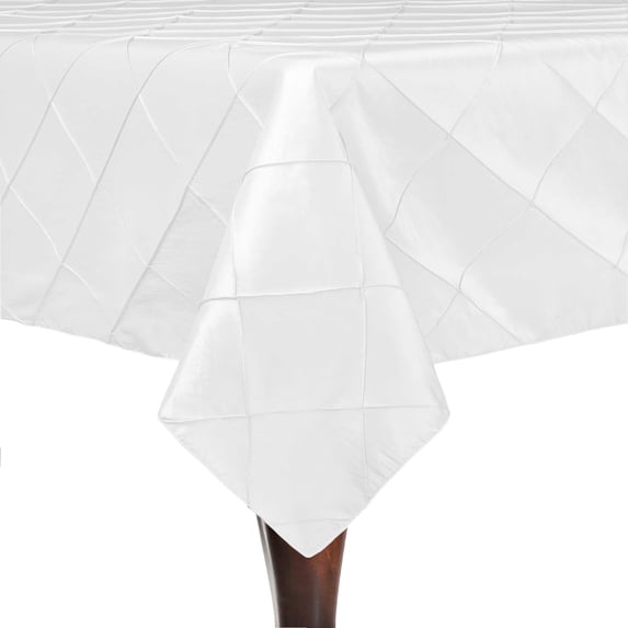 Ultimate Textile Embroidered Pintuck Taffeta 54 x 96-Inch Rectangle Tablecloth White