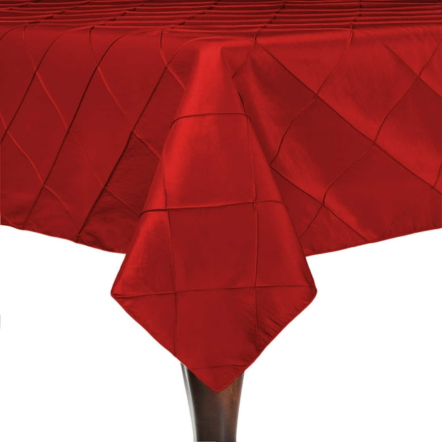 Ultimate Textile Embroidered Pintuck Taffeta 60 x 108-Inch Rectangle Tablecloth Holiday Red