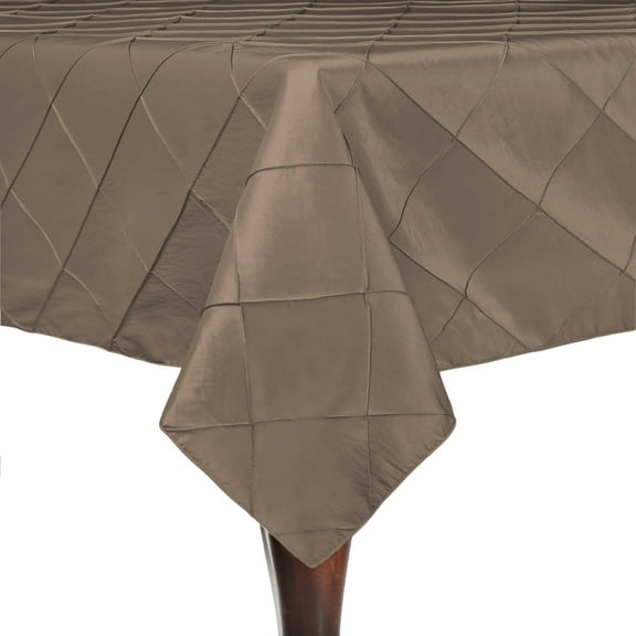 Ultimate Textile Embroidered Pintuck Taffeta 60 x 108-Inch Rectangle Tablecloth Taupe