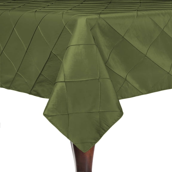 Ultimate Textile Embroidered Pintuck Taffeta 60 x 120-Inch Rectangle Tablecloth Moss Green