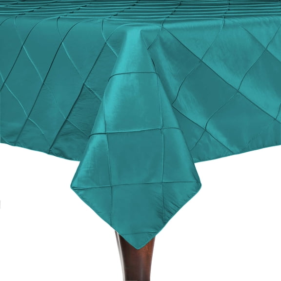 Ultimate Textile Embroidered Pintuck Taffeta 60 x 120-Inch Rectangle Tablecloth Turquoise Blue