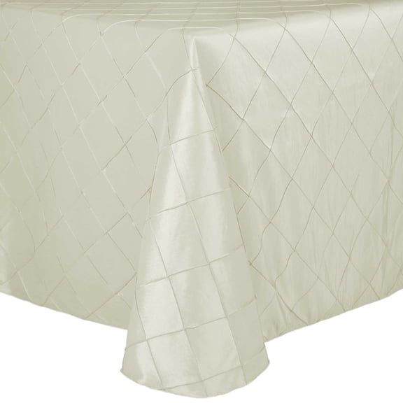 Ultimate Textile Embroidered Pintuck Taffeta 60 x 84-Inch Oval Tablecloth Ivory Cream